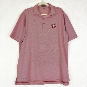 Peter Millar Summer Comfort Polo Shirt Size XL Red Pinstripe Davidson Cup West